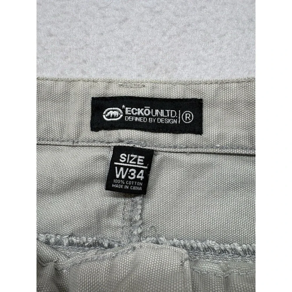 Ecko Unltd Shorts Mens 34 Gray Denim Deep Pockets Casual Workwear Y2K Baggy